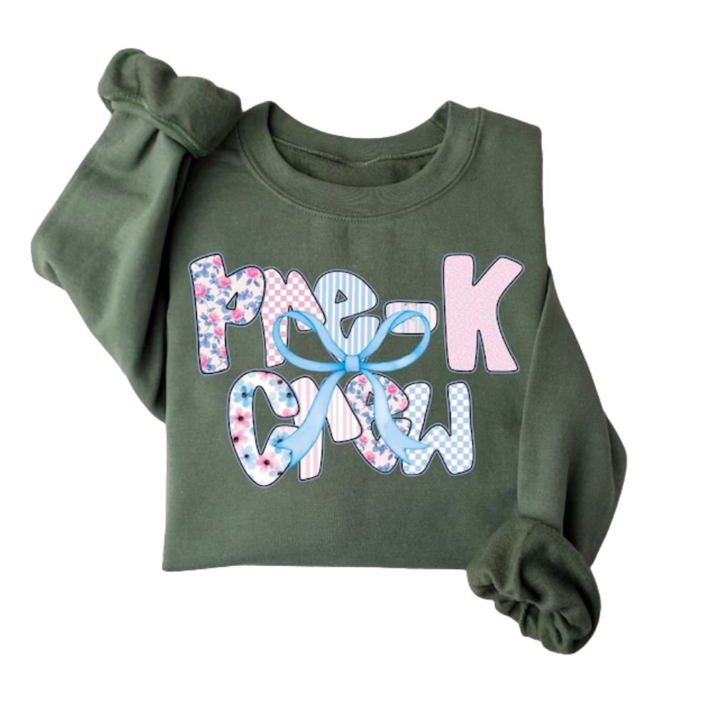 Cute Pre K Crew Teacher Sweatshirt Womens, Preschool Teacher Sweatshirts 2D0180