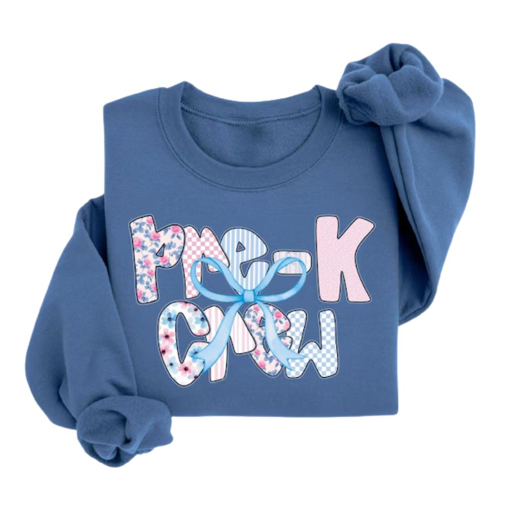 Cute Pre K Crew Teacher Sweatshirt Womens, Preschool Teacher Sweatshirts 2D0180