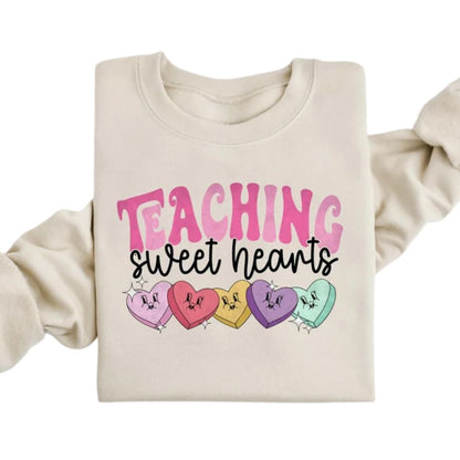 Teaching Sweet Heart Sweatshirts For Women, Teacher Valentines Day Sweatshirts 2D0186