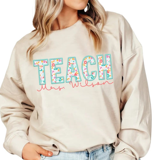 Custom Womens Cute Teacher Sweatshirts, Custom Teacher Sweatshirts 2D0191