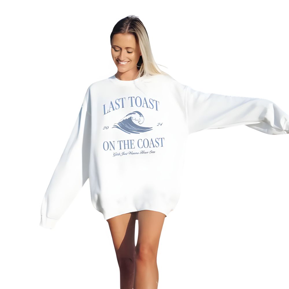 Custom Last Toast On The Coast Bachelorette Sweatshirts, Custom Bachelorette Party Sweatshirts Beach 2D0196