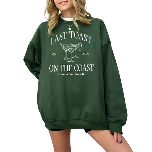 Custom Last Toast On The Coast Bachelorette Sweatshirts, Custom Bachelorette Party Sweatshirts Beach 2D0196