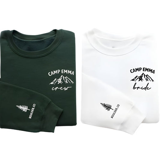 Custom Camp Bachelorette Crew Embroidered Sweatshirts, Custom Bachelorette Sweatshirts 2D0200