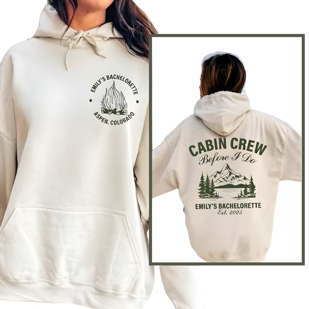 Custom Cabin Crew Bachelorette Hoodie, Custom Camping Bachelorette Party Hoodie 2D0201
