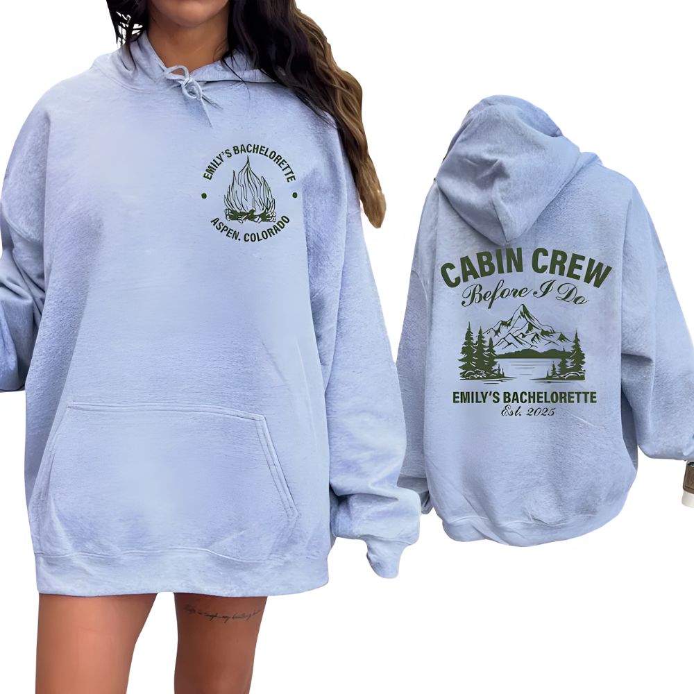 Custom Cabin Crew Bachelorette Hoodie, Custom Camping Bachelorette Party Hoodie 2D0201