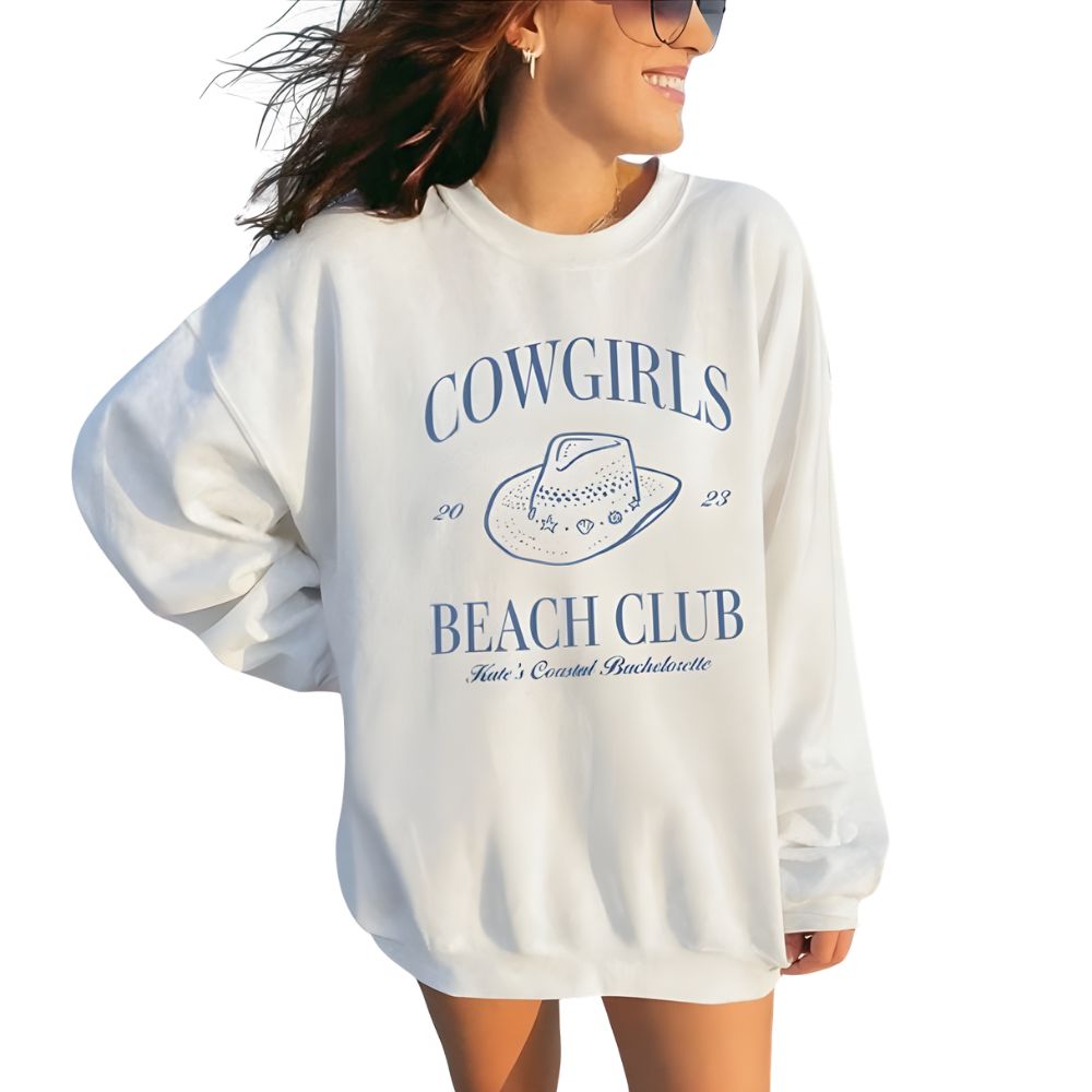 Custom Cowgirl Bachelorette Sweatshirts Beach, Custom Beach Theme Bachelorette Sweatshirts 2D0205