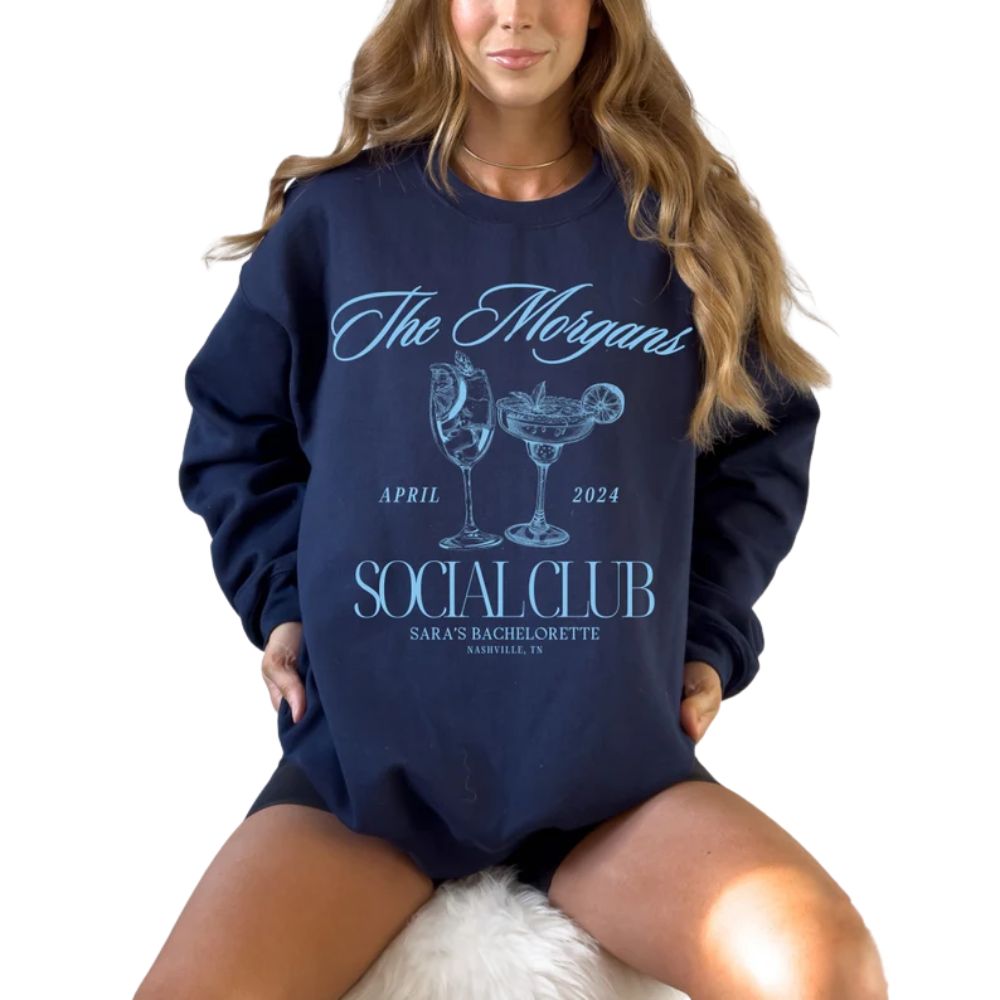 Custom Cocktail Social Club Bachelorette Party Sweatshirts, Custom Bachelorette Sweatshirts 2D0206