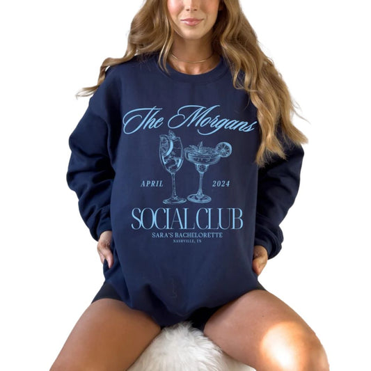 Custom Cocktail Social Club Bachelorette Party Sweatshirts, Custom Bachelorette Sweatshirts 2D0206
