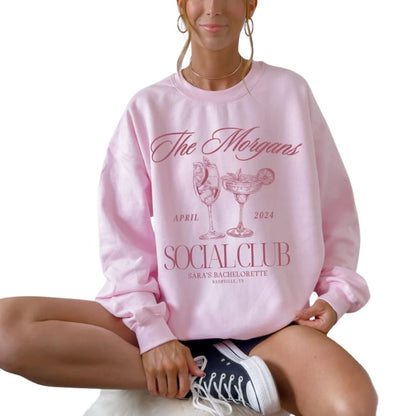 Custom Cocktail Social Club Bachelorette Party Sweatshirts, Custom Bachelorette Sweatshirts 2D0206