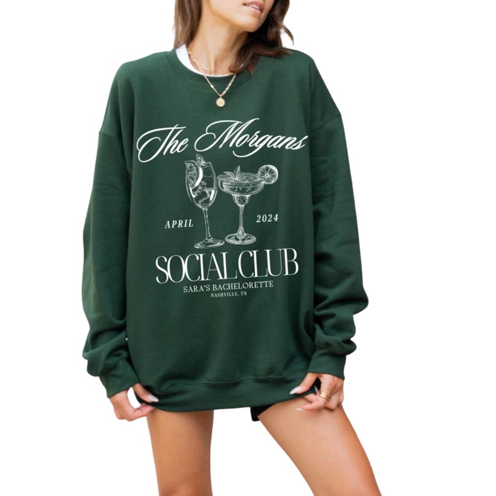 Custom Cocktail Social Club Bachelorette Party Sweatshirts, Custom Bachelorette Sweatshirts 2D0206