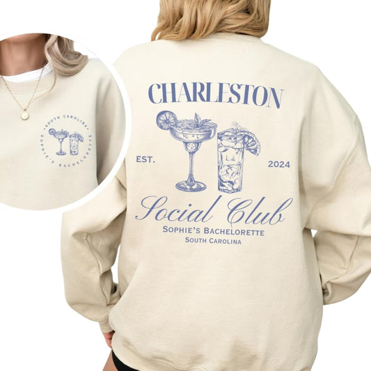 Custom Cocktail Social Club Bachelorette Sweatshirts, Custom Bachelorette Sweatshirts 2D0209