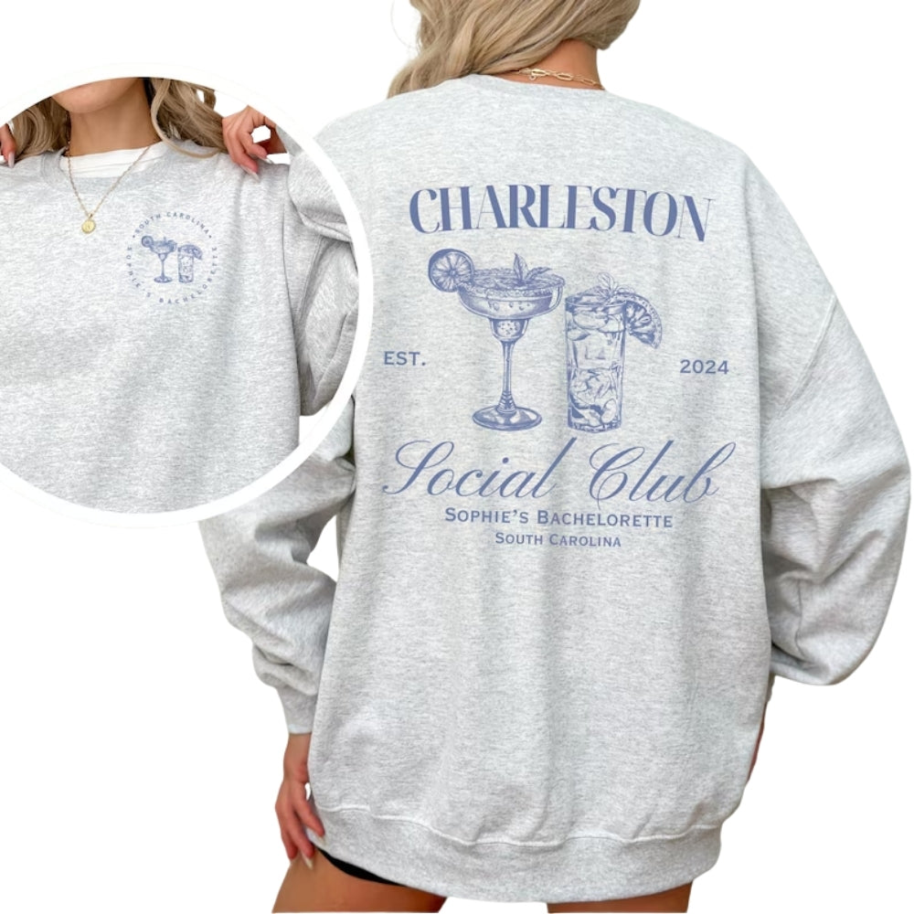 Custom Cocktail Social Club Bachelorette Sweatshirts, Custom Bachelorette Sweatshirts 2D0209