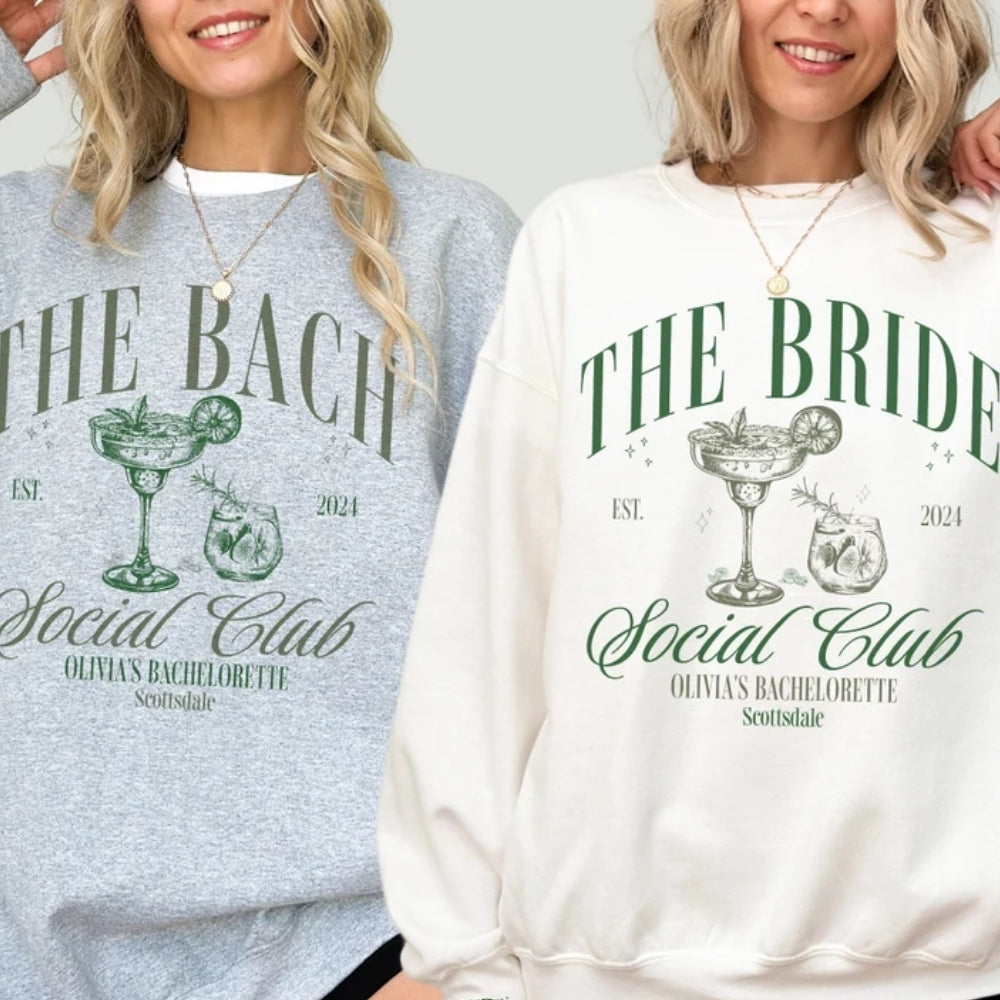 Custom Matching Social Club Bachelorette Sweatshirts, Custom Bridesmaids Sweatshirts For Bachelorette Party 2D0212