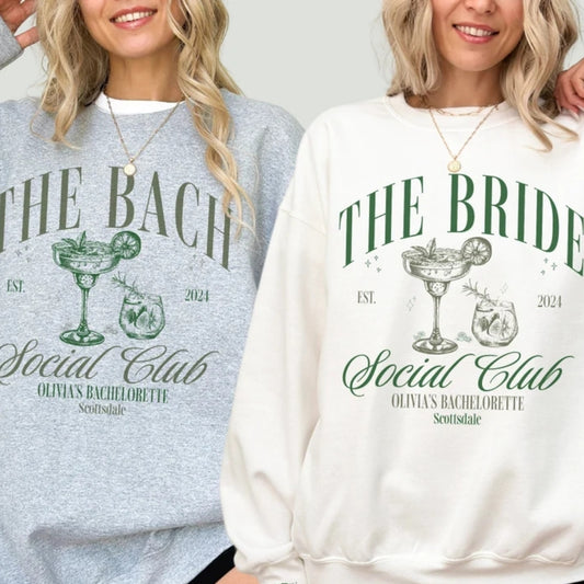 Custom Matching Social Club Bachelorette Sweatshirts, Custom Bridesmaids Sweatshirts For Bachelorette Party 2D0212