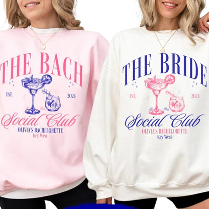 Custom Matching Social Club Bachelorette Sweatshirts, Custom Bridesmaids Sweatshirts For Bachelorette Party 2D0212