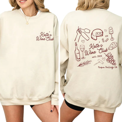 Custom Wine Club Bachelorette Party Sweatshirts, Custom Bachelorette Sweatshirts 2D0219