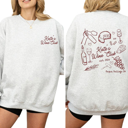 Custom Wine Club Bachelorette Party Sweatshirts, Custom Bachelorette Sweatshirts 2D0219