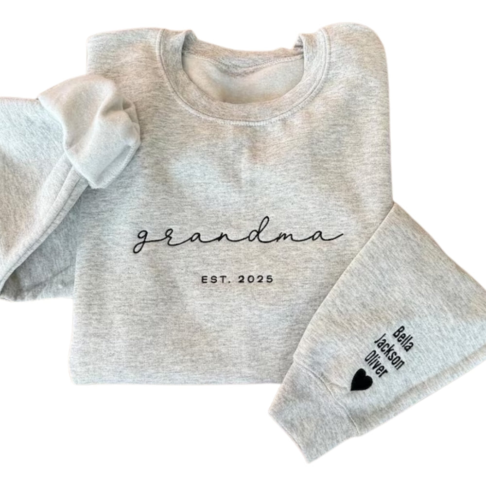 Custom Grandma Embroidered Sweatshirt, Custom Grandma Sweatshirt with Grandkids Names 2D0220