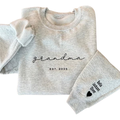 Custom Grandma Embroidered Sweatshirt, Custom Grandma Sweatshirt with Grandkids Names 2D0220