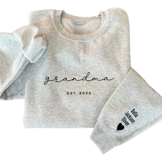 Custom Grandma Embroidered Sweatshirt, Custom Grandma Sweatshirt with Grandkids Names 2D0220