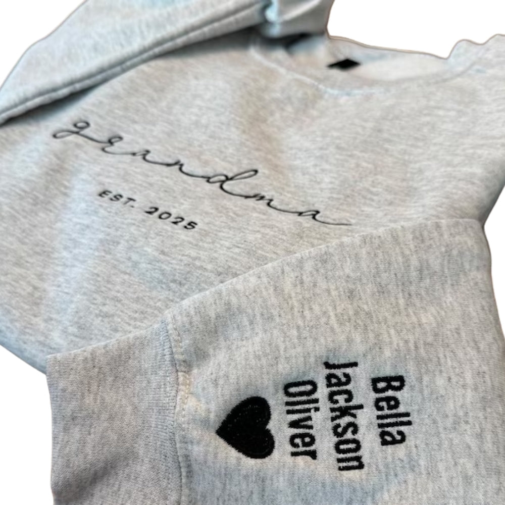 Custom Grandma Embroidered Sweatshirt, Custom Grandma Sweatshirt with Grandkids Names 2D0220
