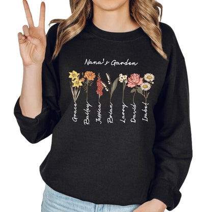 Custom Grandma's Garden Sweatshirt, Custom Birth Month Flower Grandma Sweatshirt 2D0223