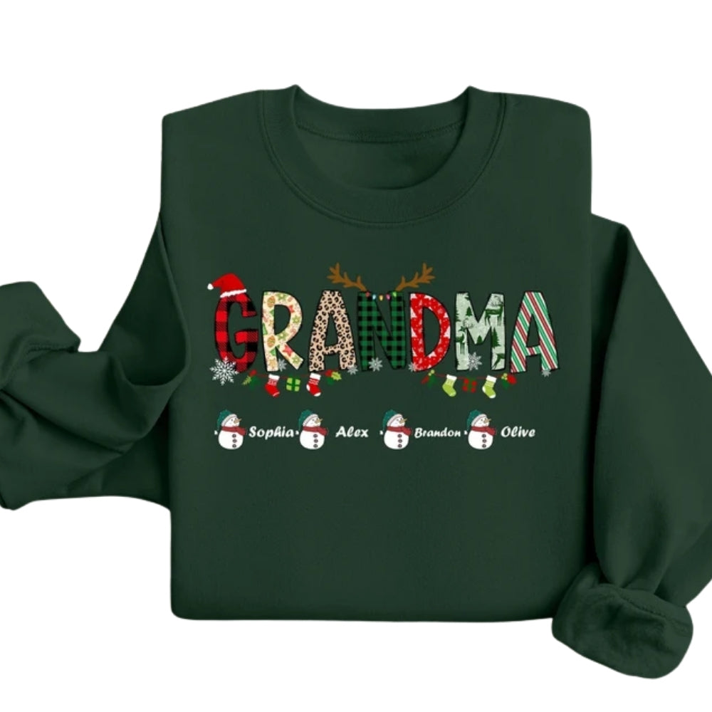 Custom Grandma Christmas Sweatshirts, Custom Grandkids Name Christmas Sweatshirt For Grandma 2D0224
