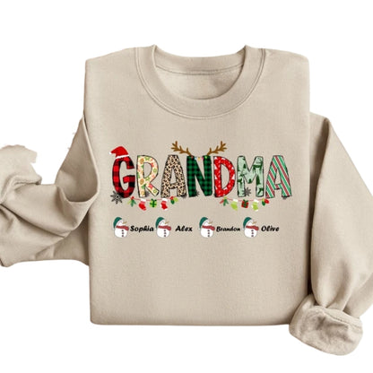 Custom Grandma Christmas Sweatshirts, Custom Grandkids Name Christmas Sweatshirt For Grandma 2D0224