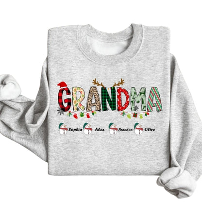 Custom Grandma Christmas Sweatshirts, Custom Grandkids Name Christmas Sweatshirt For Grandma 2D0224