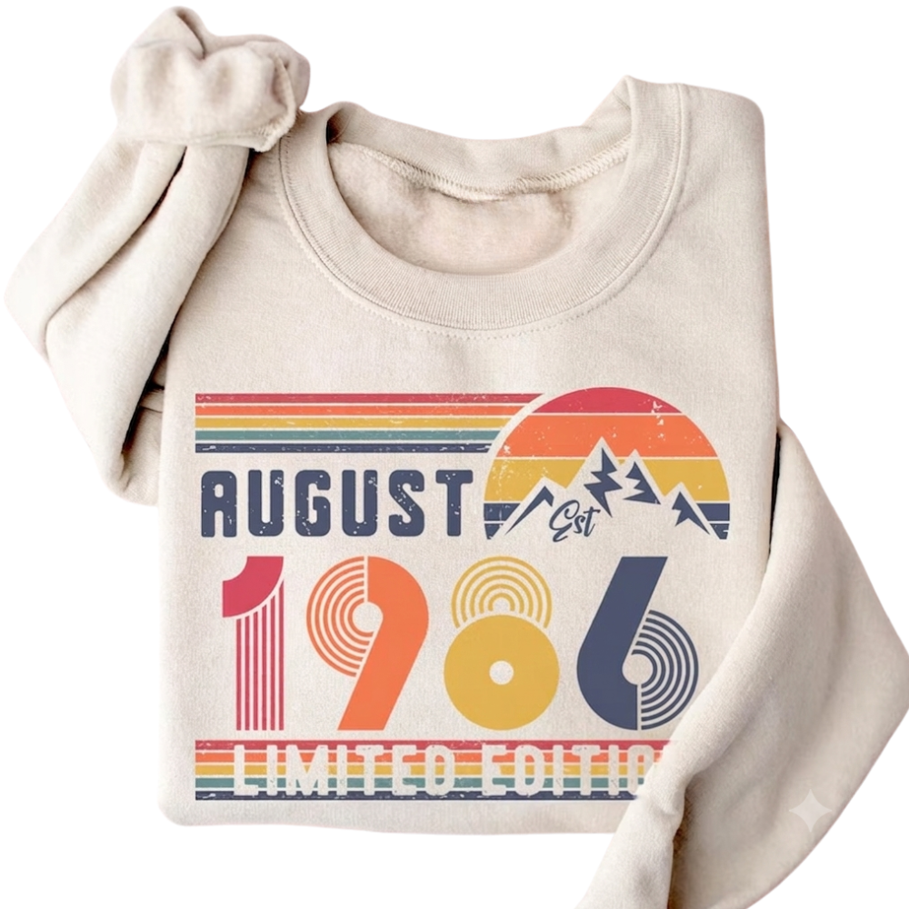 1986 Limited Edition Retro Birthday Sweatshirt, Custom Year Birthday Sweatshirts 2D0891