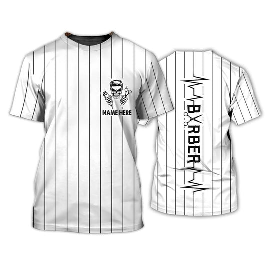 Personalized 3D Print White Barber Shirt Men Women, Barber Shop Uniform, Gift For A Barber TO2567