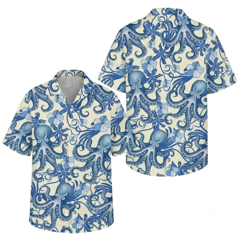 Octopus Floral Hawaiian Shirt Women Men, Octopus Hawaiian Shirts HE0686