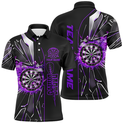 Custom Team Break Glass Purple Darts Polo Shirt, Men's Custom Dart Team Shirt DZ0145