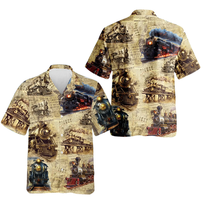 Steam Locomotive Hawaiian Shirt Men Women, Vintage Train Hawaiian Shirt HE0768