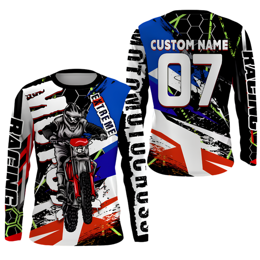 Custom Men's Hexagon Rider Motocross Long Sleeve Racing Jersey, Custom Dirt Bike Shirts MZ0145