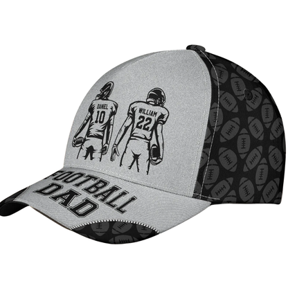 Personalized Football Dad Baseball Cap With Kids Name, Custom Football 3D Cap For Dad CP0638