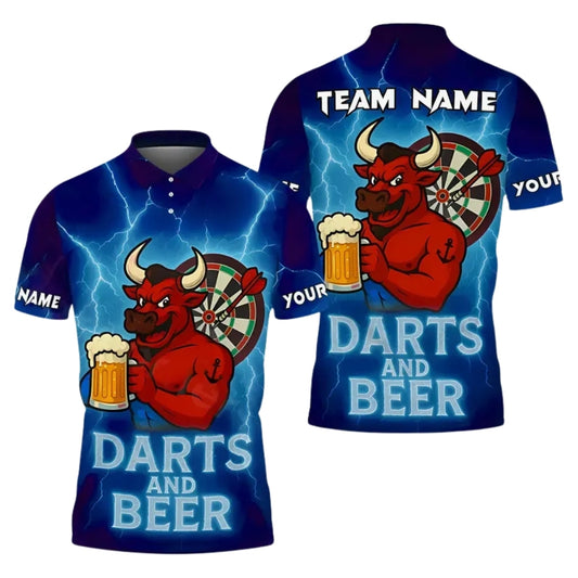 Custom Darts And Beer Bull Darts Polo Shirt For Men, Custom Beer Darts Team Shirts DE0002