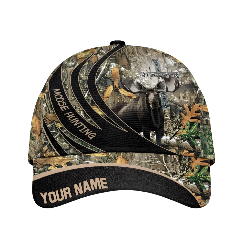 Custom Moose Hunting Camouflage Baseball 3D Cap, Custom Moose Cap Hat For Hunter CP0681