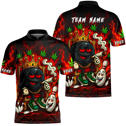 Custom Funny Smoking Ball Men's Flame Bowling Jersey, Custom Funny Bowling Shirt For Team BZ1027