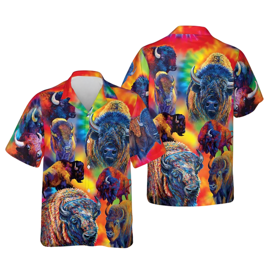 Bison Colorful Hawaiian Shirt For Men, Bisons Hawaiian Shirt HE0649