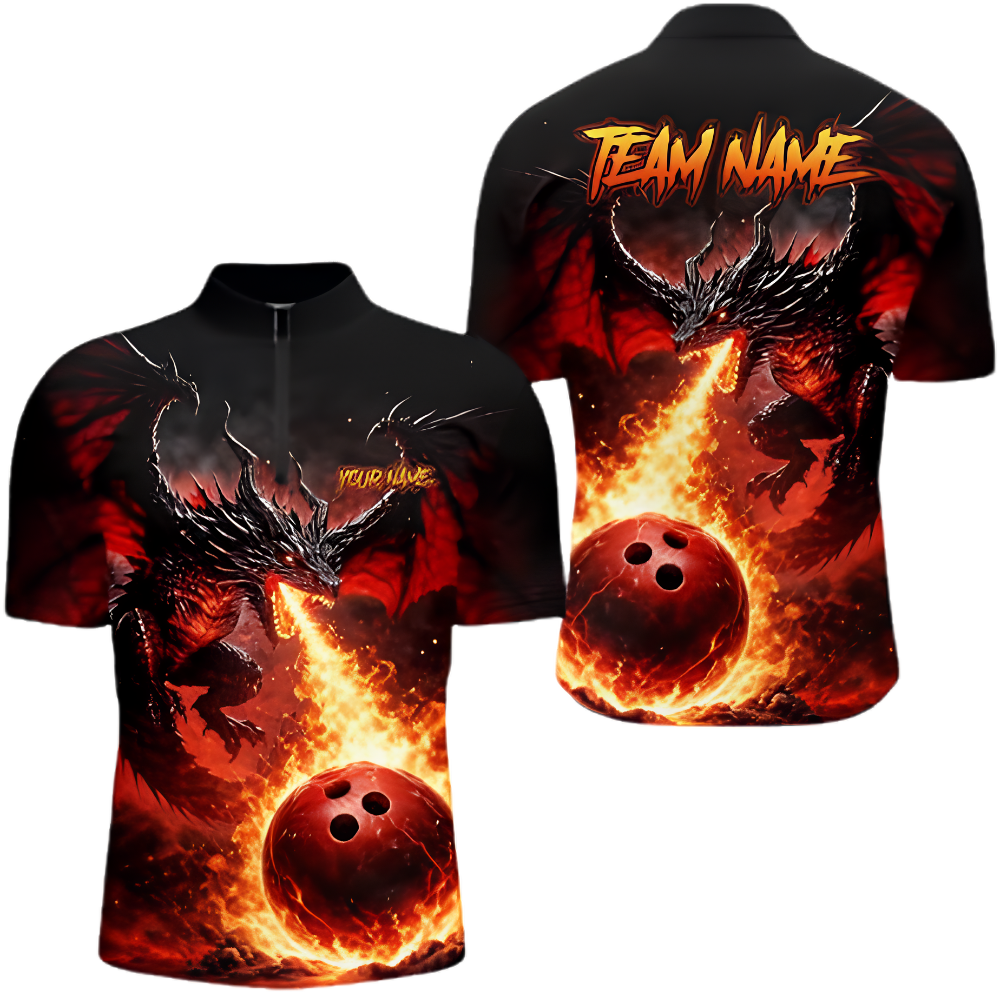 Custom Dragon Fire Bowling Jersey For Men, Custom Dragon Bowling Team Shirt BZ0908