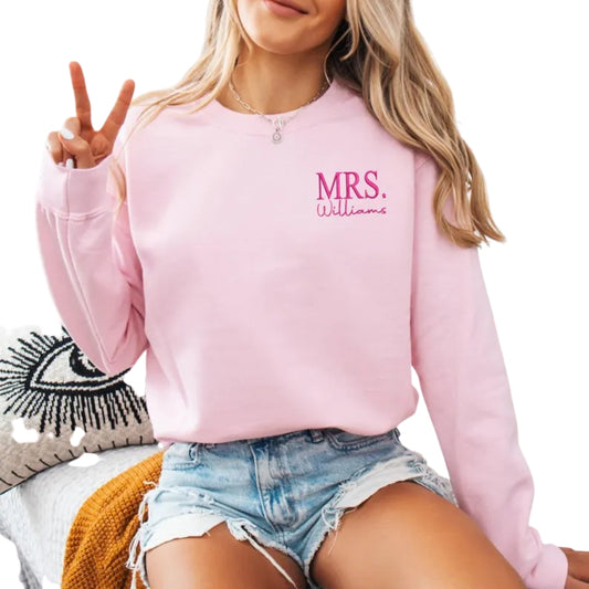 Custom Mrs. Embroidered Sweatshirt, Custom Future Mrs Sweatshirt 2D0407