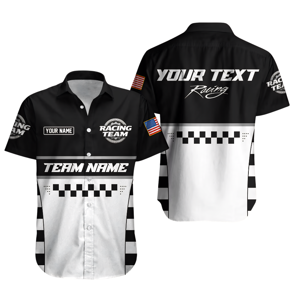 Custom Racing Team Hawaiian Shirt For Men, Custom Racing Work Shirt HE0858