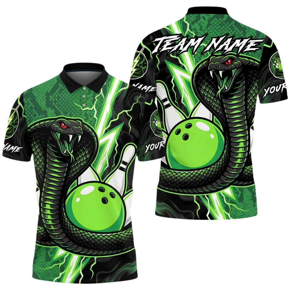 Men's Custom Cobra Snake Bowling Polo Shirt, Custom Snake Bowling Shirt For Team BZ1016