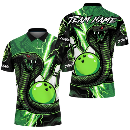 Men's Custom Cobra Snake Bowling Polo Shirt, Custom Snake Bowling Shirt For Team BZ1016