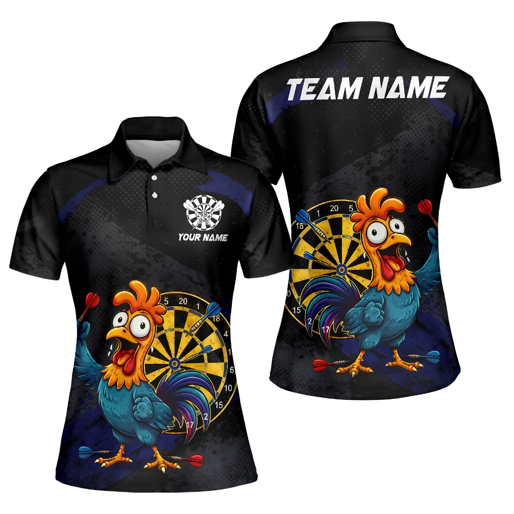 Women's Custom Rooster Darts Polo Shirt, Custom Rooster Darts Team Shirt For Ladies DZ0164