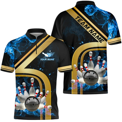 Custom Flaming Bowling Mens Jersey, Custom Flame Bowling Shirts Team BZ0864