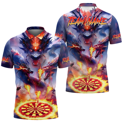 Dragon Fire Custom Darts Polo Shirt For Men, Custom Dragon Dart Team Shirt DZ0160