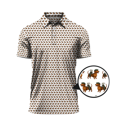 Dachshund Pattern Golf Polo Shirt For Mens, Dachshund Lover Golf Shirt GZ0406