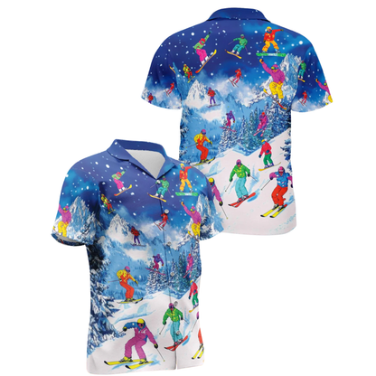 Skiing Snow Hawaiian Shirt For Men And Women, Skiing Hawaiian Shirt HE0761